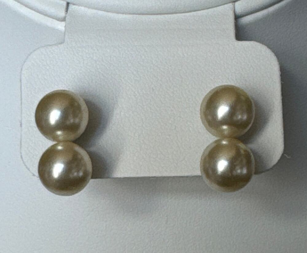Antique Edwardian  Art Deco Vintage silver double pearl drop screwback earrings